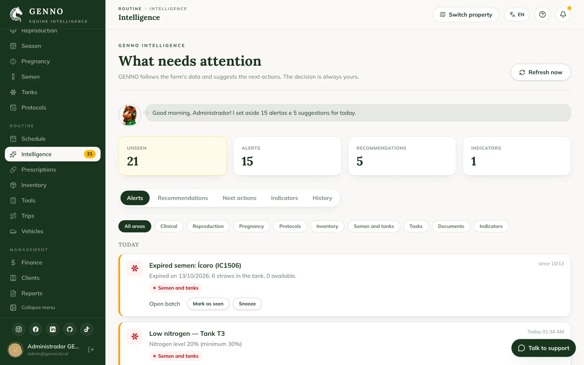 GENNO Intelligence and notifications