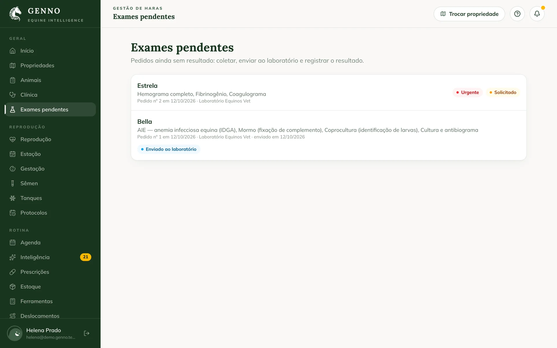 Pedido de exámenes en la atención